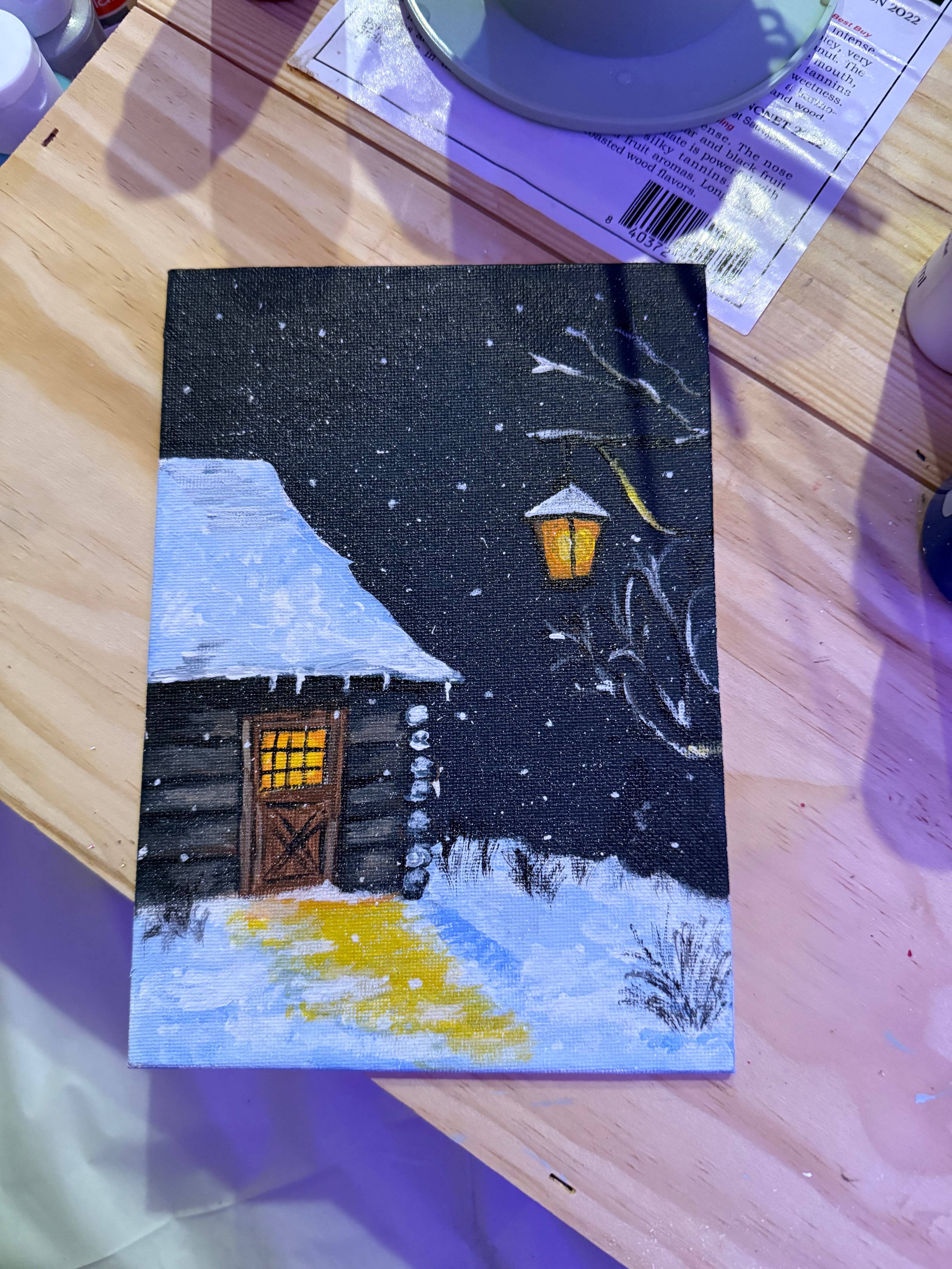 Winter Cabin painting